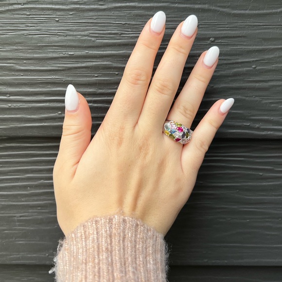 “Rockstar”  Silver ring with Multi Color Stones & Diamell Star NWT - Picture 1 of 3